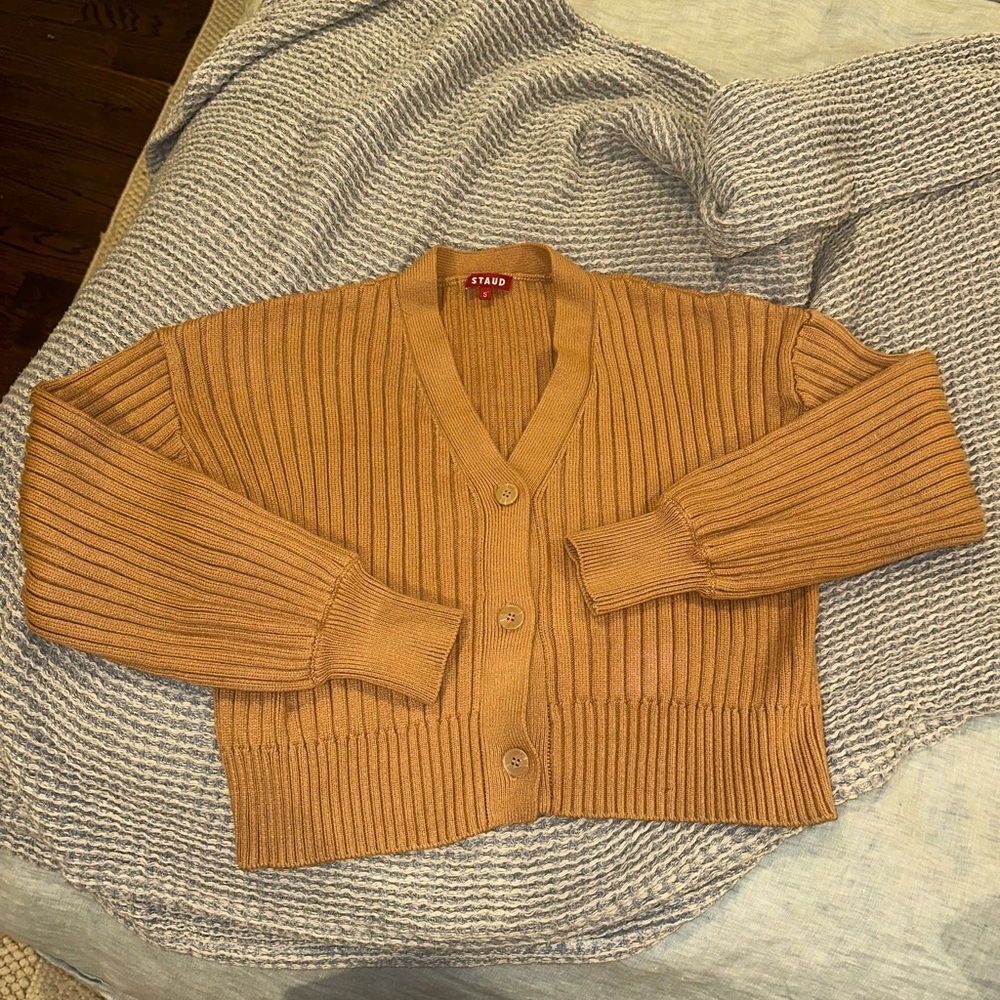 STAUD Eloise Women's Camel Ribbed Cardigan
